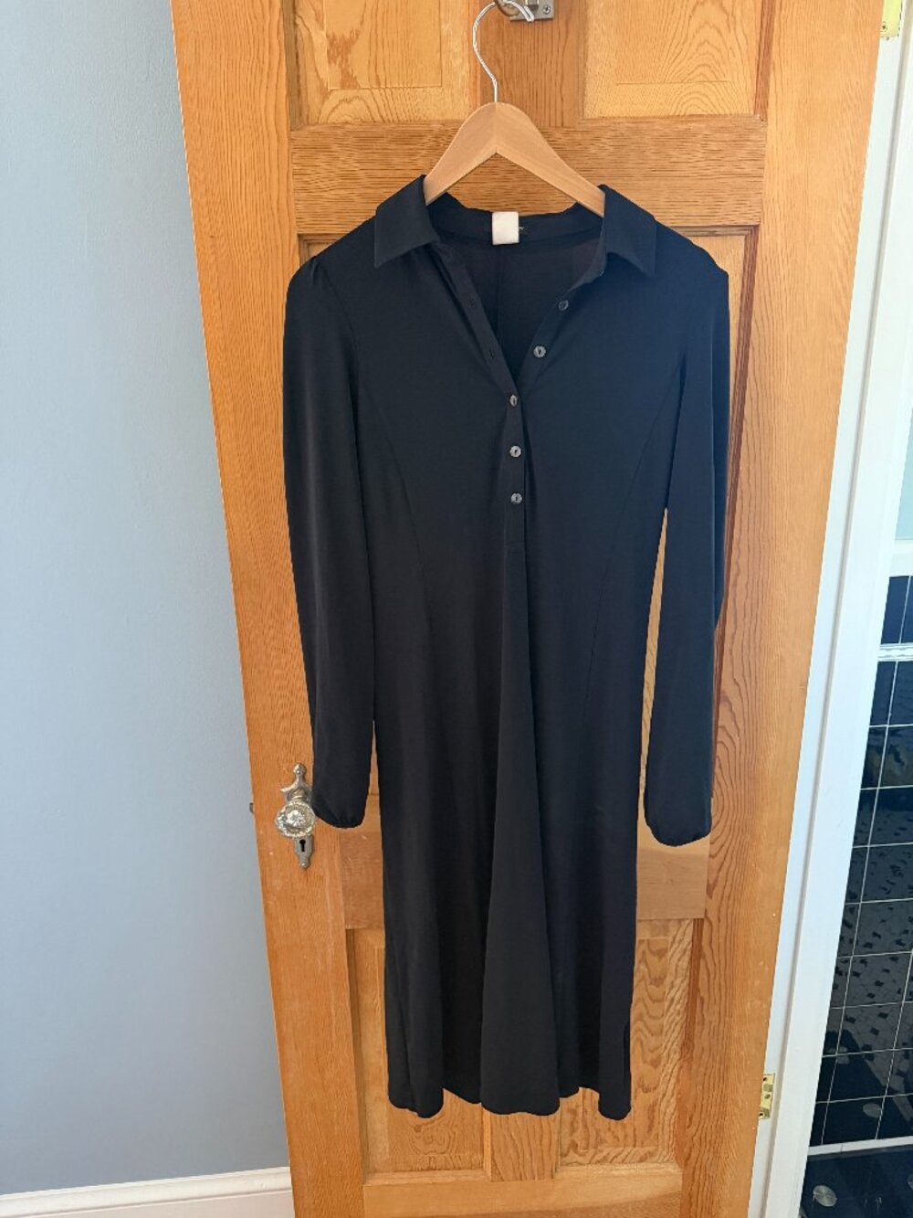 J.Crew Black Stretch Knit Shirt Dress Size Small